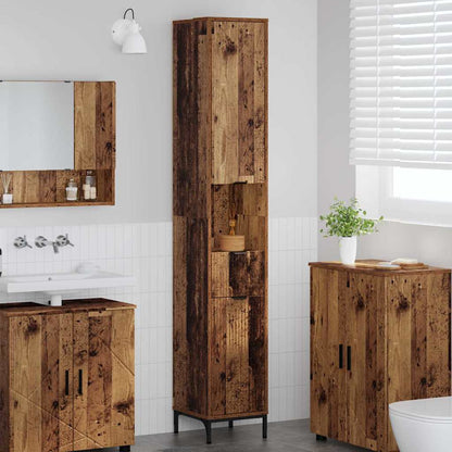 Bathroom Cabinet with Drawer Old Wood 31.5 x 33 x 190 cm