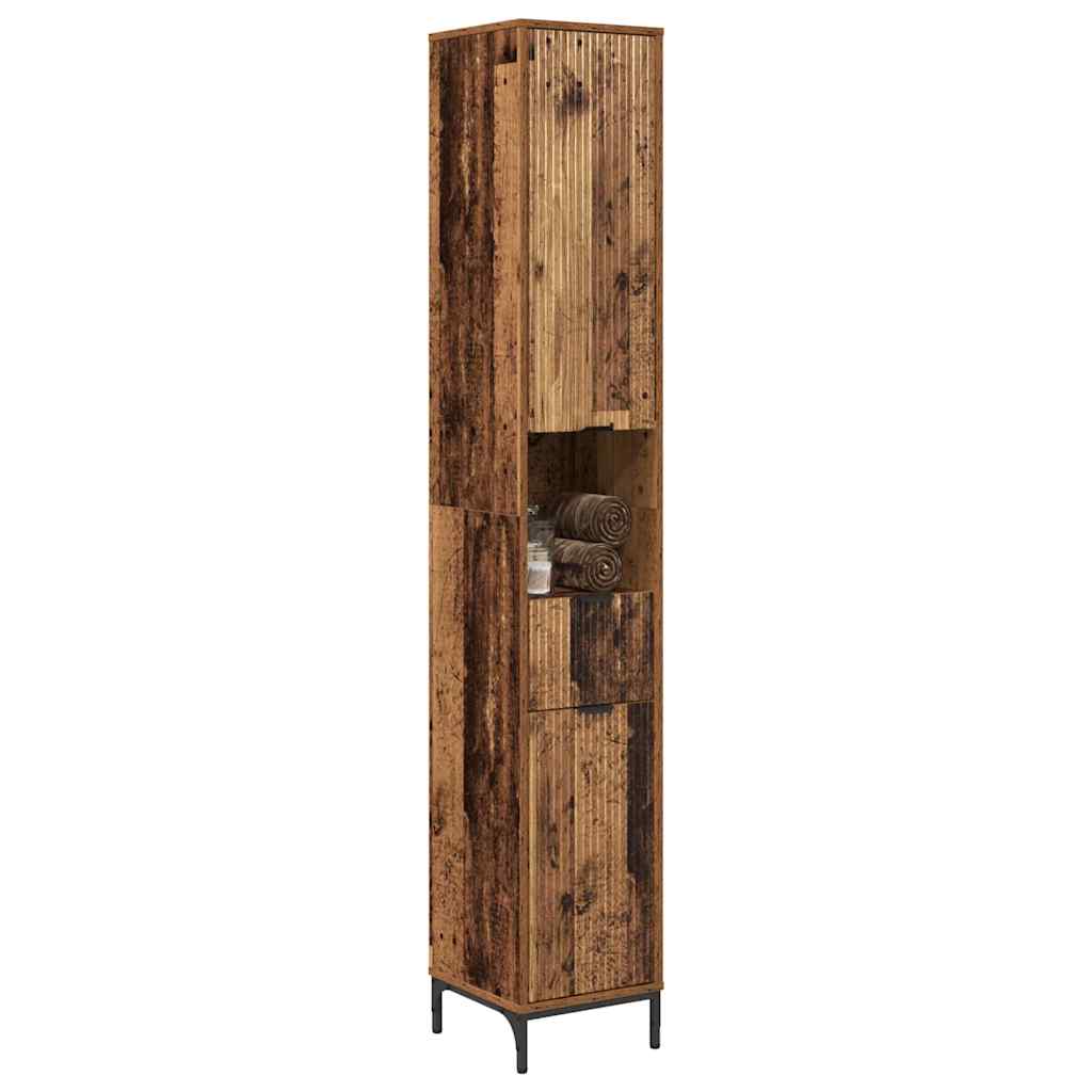 Bathroom Cabinet with Drawer Old Wood 31.5 x 33 x 190 cm