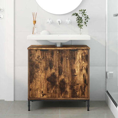 Bathroom Sink Cabinet with Door Smoked Oak 60.5 x 33.5 x 61 cm