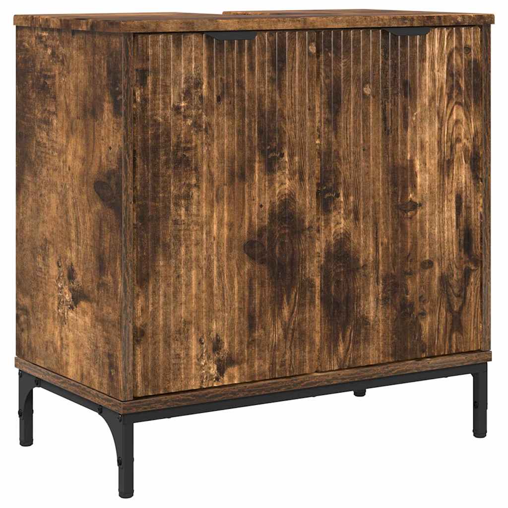 Bathroom Sink Cabinet with Door Smoked Oak 60.5 x 33.5 x 61 cm