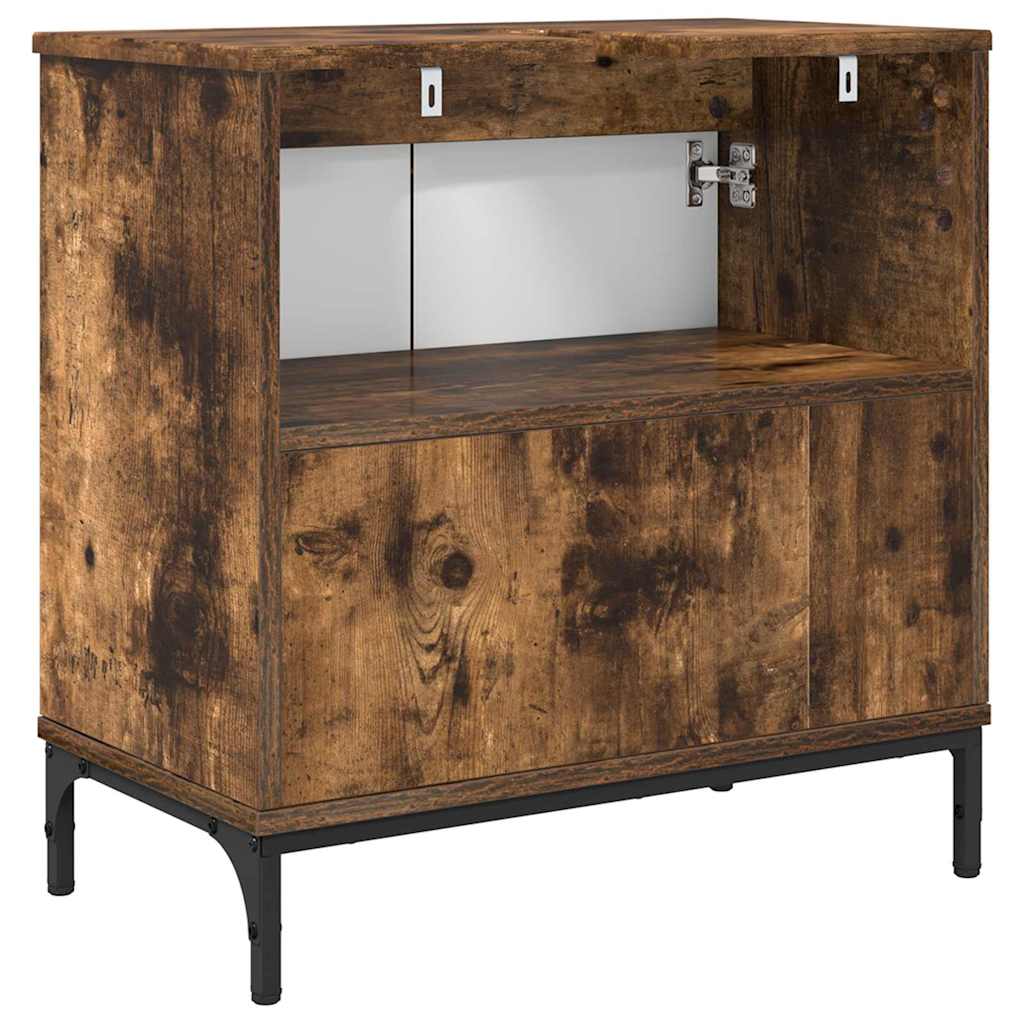 Bathroom Sink Cabinet with Door Smoked Oak 60.5 x 33.5 x 61 cm