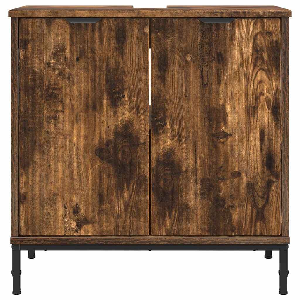 Bathroom Sink Cabinet with Door Smoked Oak 60.5 x 33.5 x 61 cm