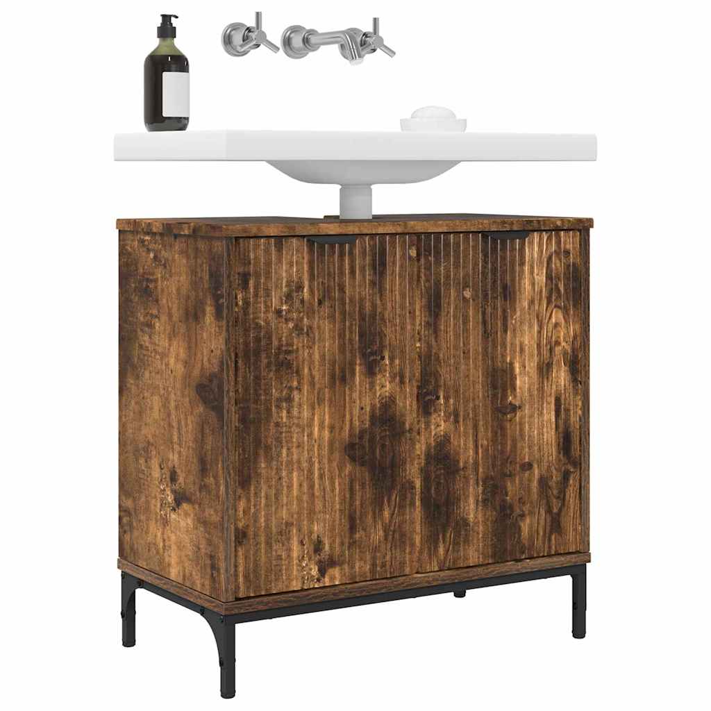 Bathroom Sink Cabinet with Door Smoked Oak 60.5 x 33.5 x 61 cm