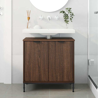 Bathroom Sink Cabinet with Door Brown oak 60.5 x 33.5 x 61 cm