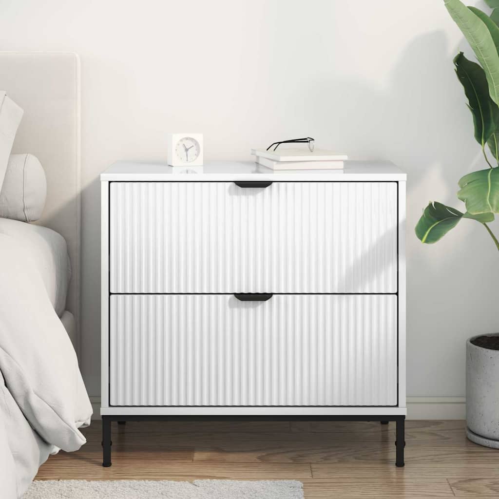 Bedside Table with Drawer High gloss white 63.5 x 36 x 61 cm