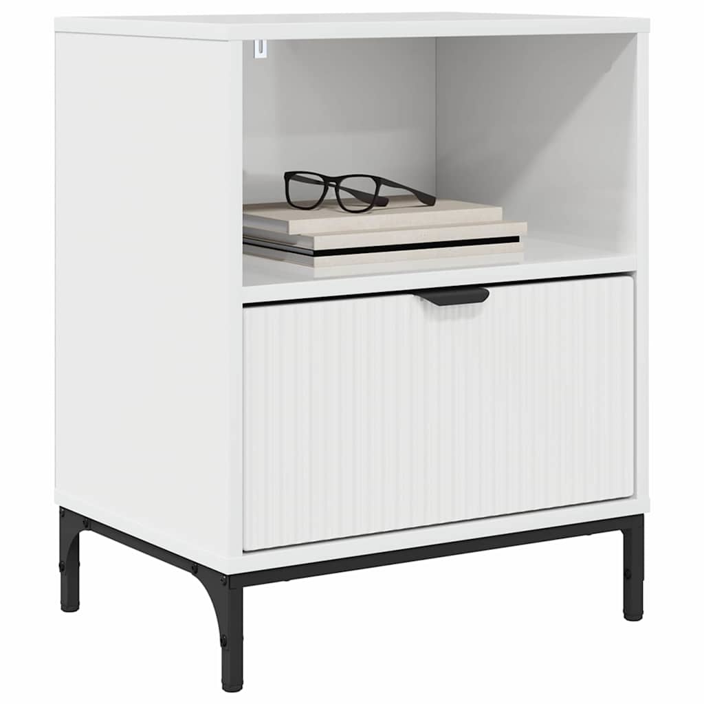 Bedside Table High gloss white 49 x 36 x 61 cm Engineered wood