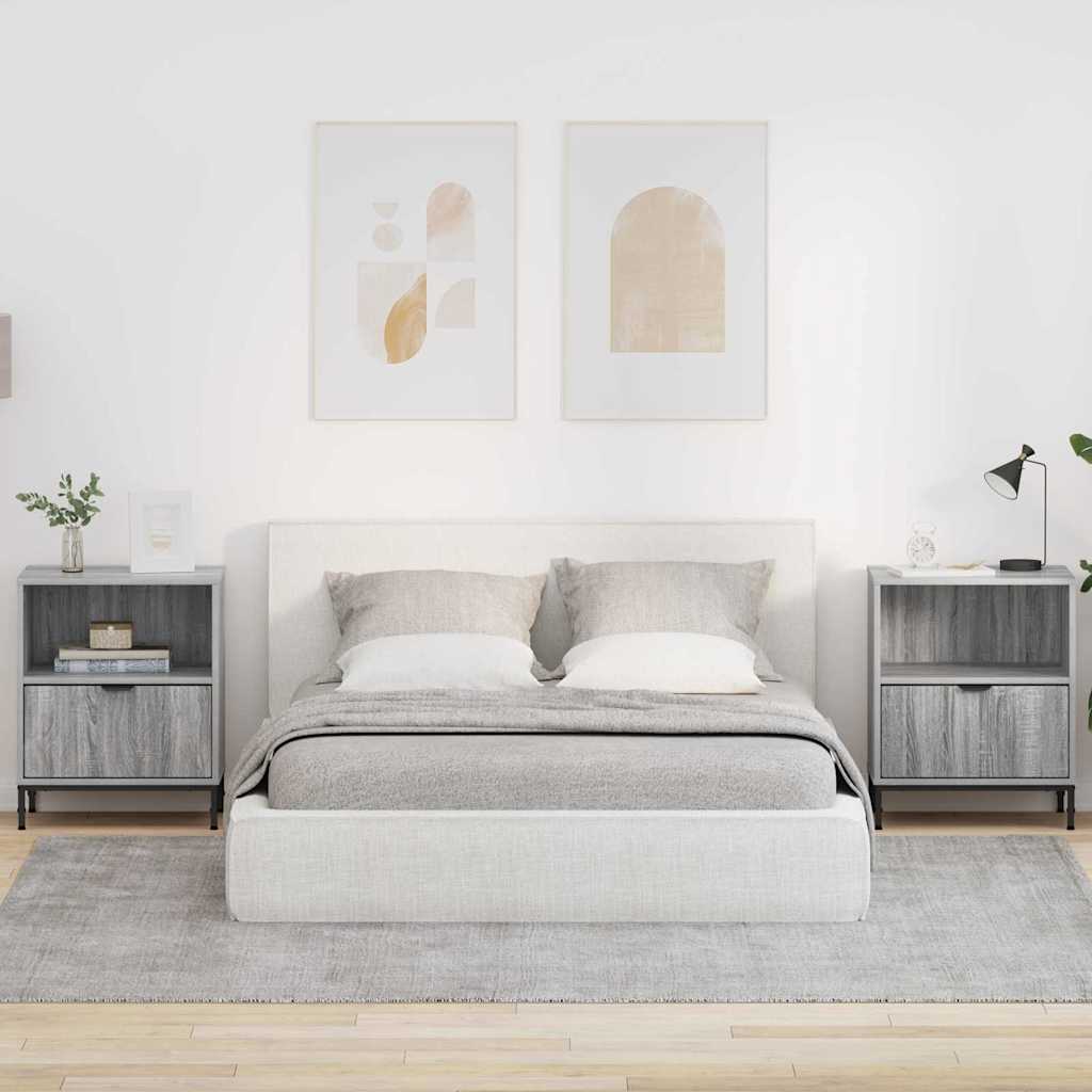 Bedside Tables with Drawer 2 pcs Grey sonoma 49 x 36 x 61 cm