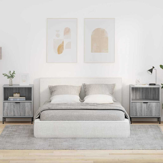 Bedside Tables with Drawer 2 pcs Grey sonoma 49 x 36 x 61 cm