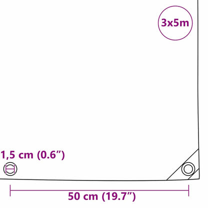 Tarpaulin 650g / m² Brown 3 x 5 m Canvas with PVC Coating