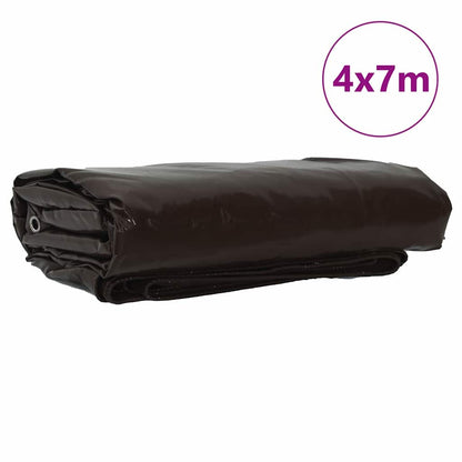 Tarpaulin 650g / m² Brown 4 x 7 m Canvas with PVC Coating