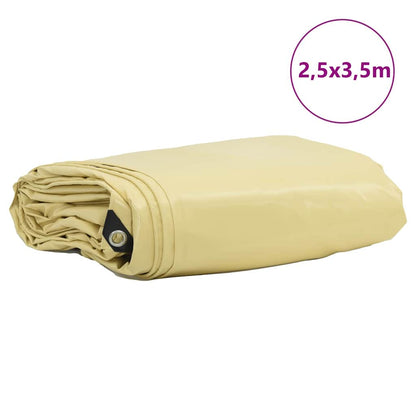 Tarpaulin 650g / m² Beige 2.5 x 3.5 m Canvas with PVC Coating