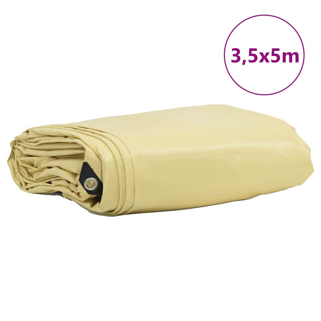 Tarpaulin 650g / m² Beige 3.5 x 5 m Canvas with PVC Coating