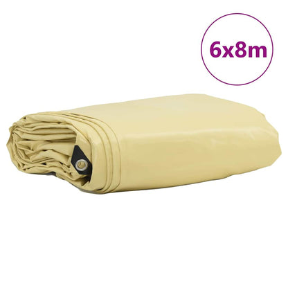Tarpaulin 650g / m² Beige 6 x 8 m Canvas with PVC Coating