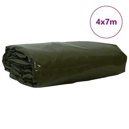 Tarpaulin 650g / m² Olive Green 4 x 7 m Canvas with PVC Coating