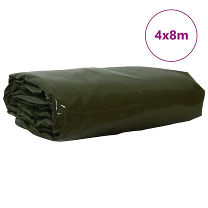 Tarpaulin 650g / m² Olive Green 4 x 8 m Canvas with PVC Coating