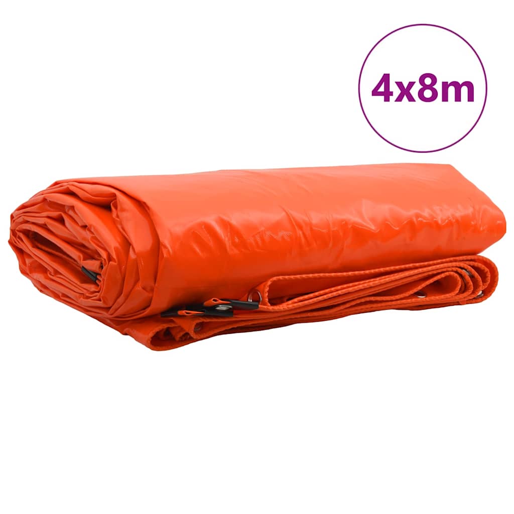Tarpaulin 650g / m² Orange 4 x 8 m Canvas with PVC Coating