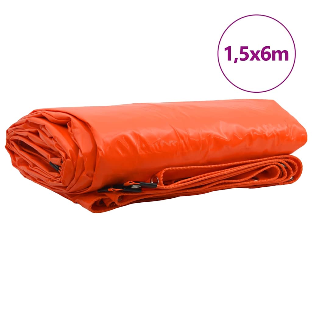 Tarpaulin 650g / m² Orange 1.5 x 6 m Canvas with PVC Coating