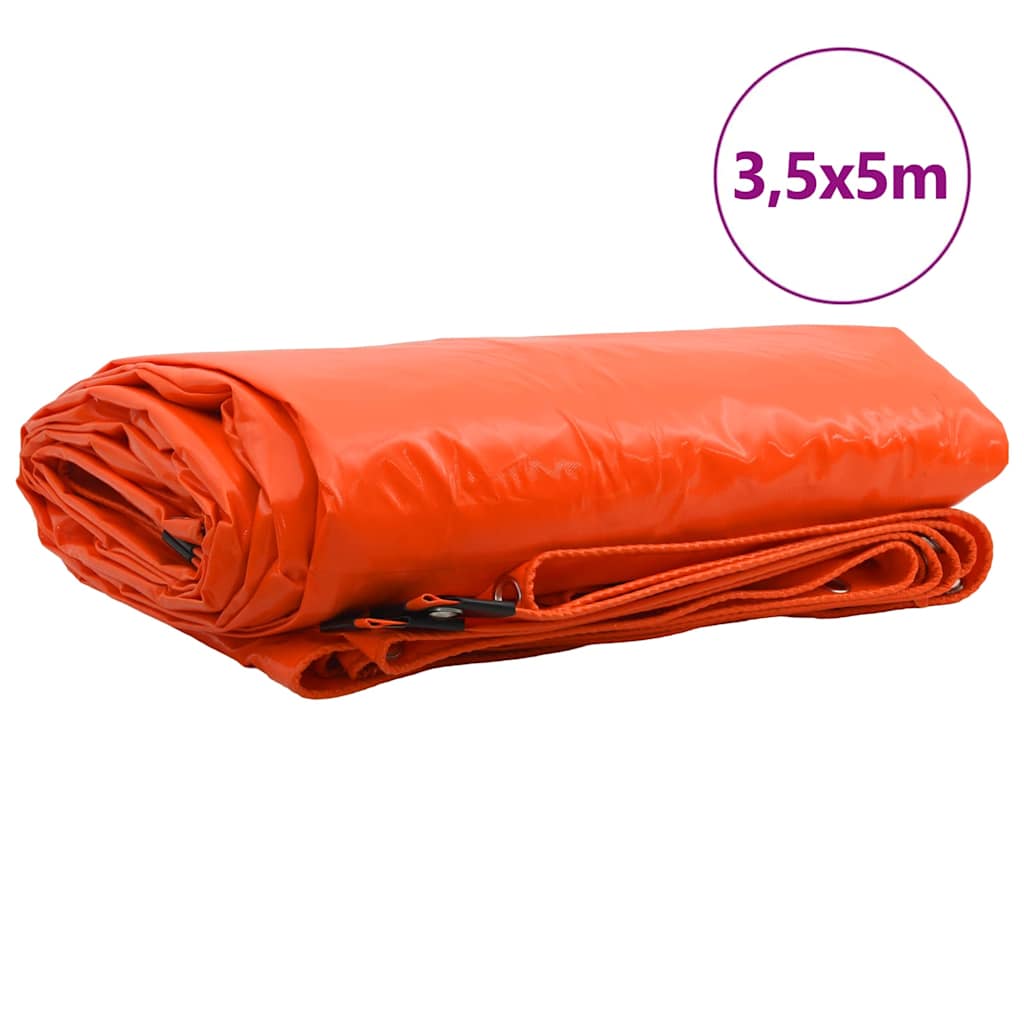 Tarpaulin 650g / m² Orange 3.5 x 5 m Canvas with PVC Coating