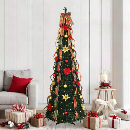 Artificial Christmas Tree with 200 LEDs Green 210 cm PVC