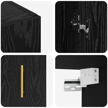 Wall Mounted Cabinets 2 pcs Black oak 69.5 x 34 x 90 cm
