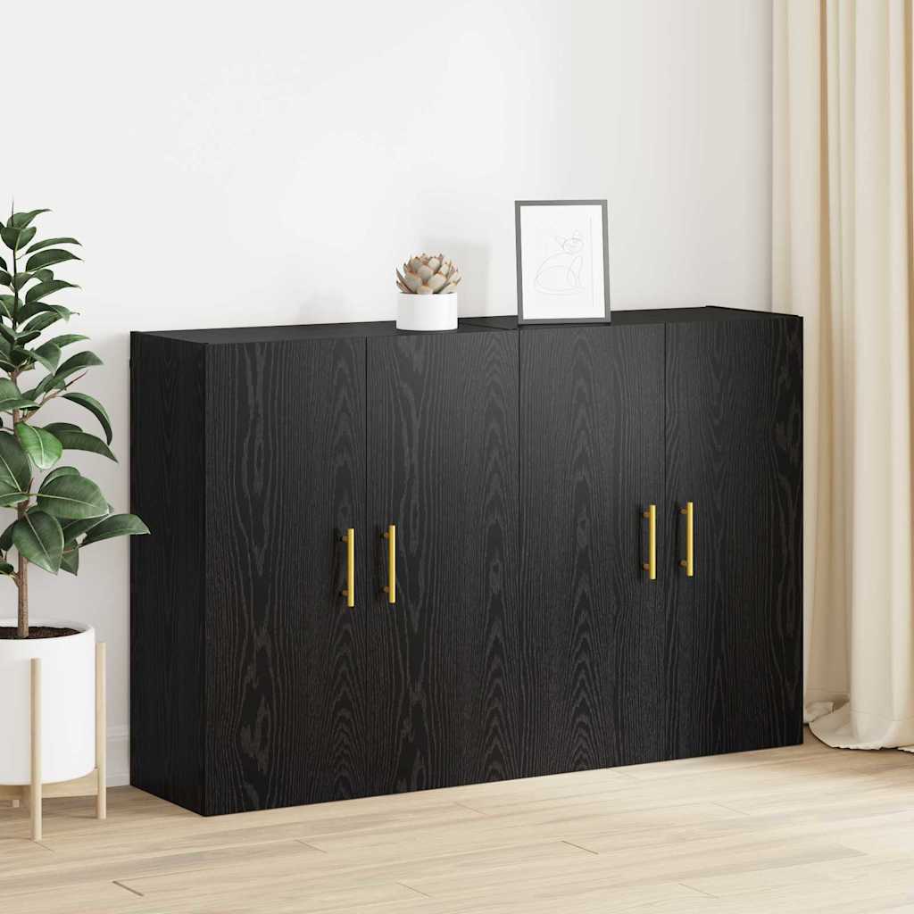 Wall Mounted Cabinets 2 pcs Black oak 69.5 x 34 x 90 cm