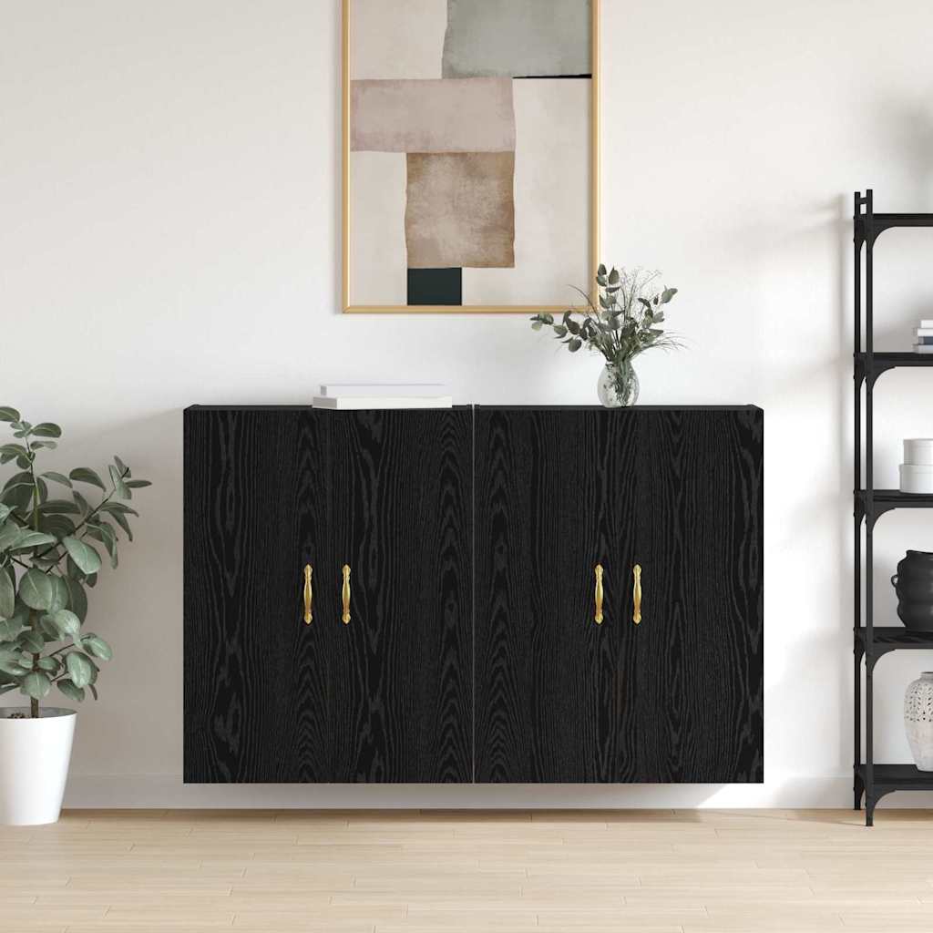 Wall Mounted Cabinets 2 pcs Black oak 69.5 x 34 x 90 cm