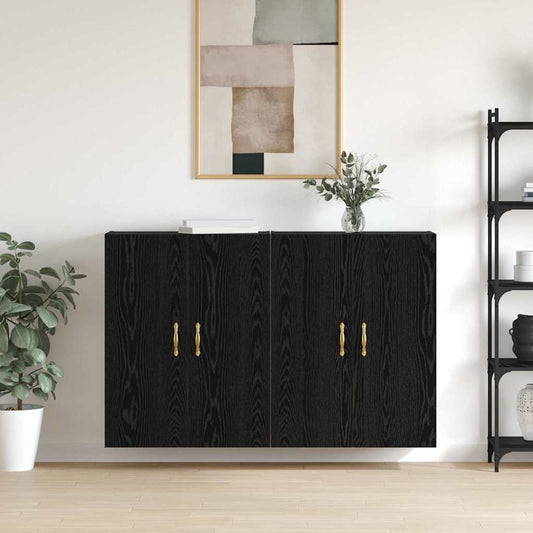 Wall Mounted Cabinets 2 pcs Black oak 69.5 x 34 x 90 cm