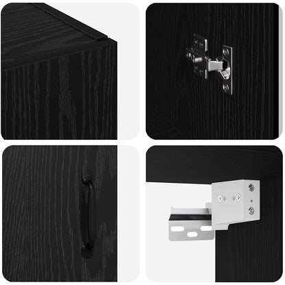Wall Mounted Cabinets 2 pcs Black oak 69.5 x 34 x 90 cm