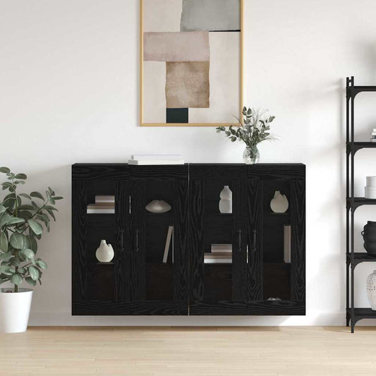 Wall Mounted Cabinets 2 pcs Black oak 69.5 x 34 x 90 cm