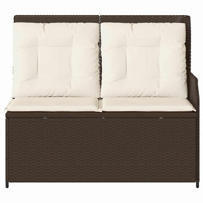 Garden Bench with Cushion Brown Poly rattan