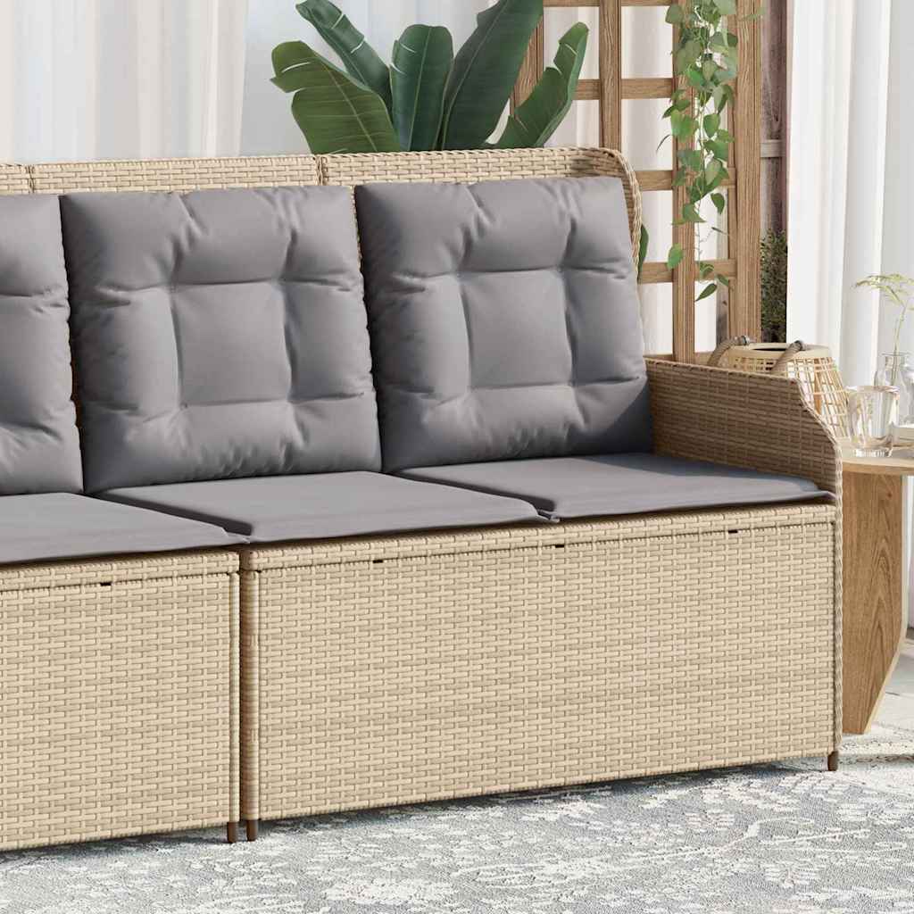 Garden Bench with Cushion Beige Poly rattan