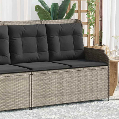 Garden Bench with Cushion Light grey Poly rattan