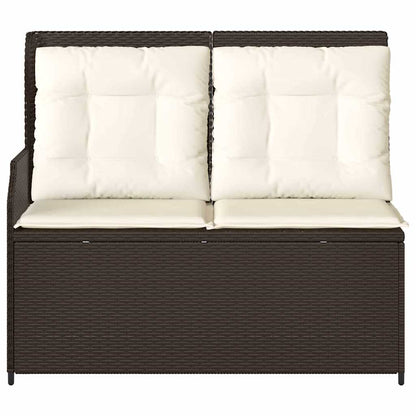 Garden Bench with Cushion Brown Poly rattan