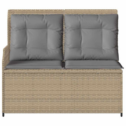 Garden Bench with Cushion Beige Poly rattan