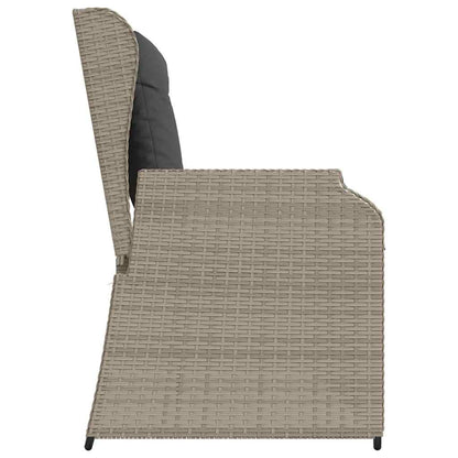 Garden Bench with Cushion Light grey Poly rattan