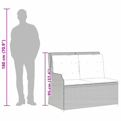 Garden Bench with Cushion Light grey Poly rattan