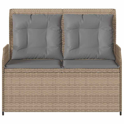 Garden Bench with Cushion Beige Poly rattan