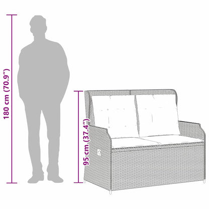 Garden Bench with Cushion Beige Poly rattan