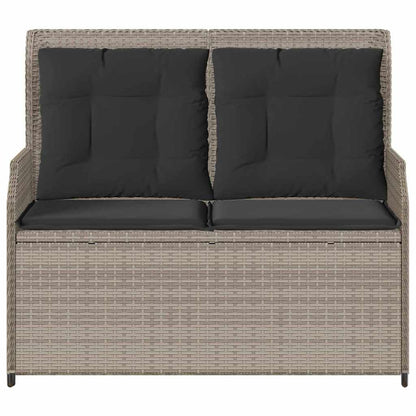 Garden Bench with Cushion Light grey Poly rattan