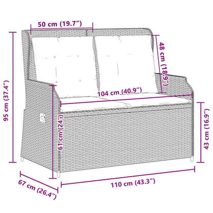 Garden Bench with Cushion Light grey Poly rattan