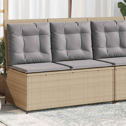 Garden Bench with Cushion Beige Poly rattan