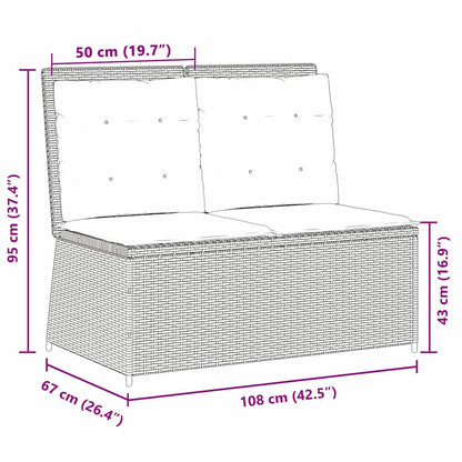 Garden Bench with Cushion Beige Poly rattan