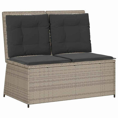 Garden Bench with Cushion Light grey Poly rattan