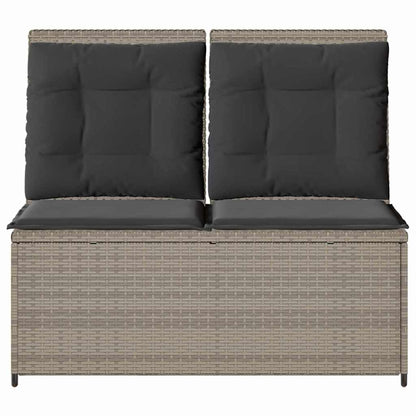 Garden Bench with Cushion Light grey Poly rattan
