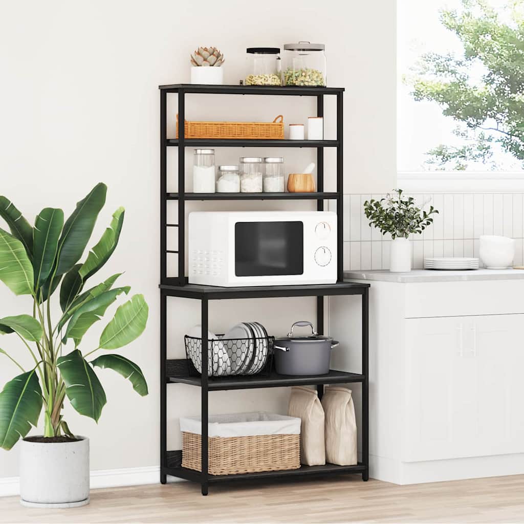 Kitchen Shelf Black Oak 80 x 40 x 168 cm Engineered Wood