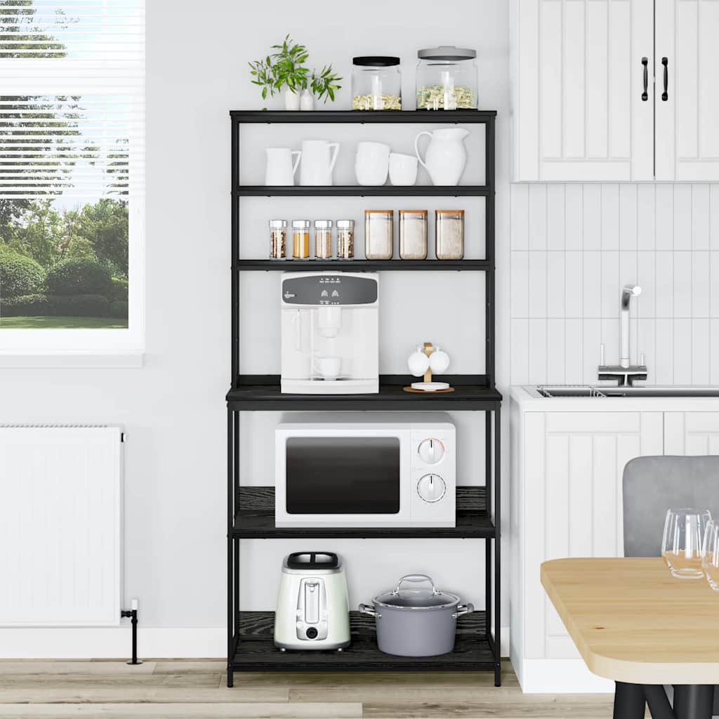 Kitchen Shelf Black Oak 80 x 40 x 168 cm Engineered Wood