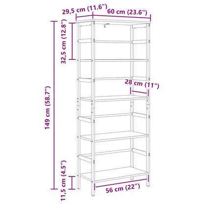 Bookshelf Smoked Oak 60 x 29.5 x 149 cm Engineered Wood