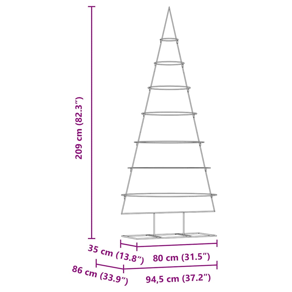 Metal Christmas Tree with Stand Gold 210 cm Powder-coated steel