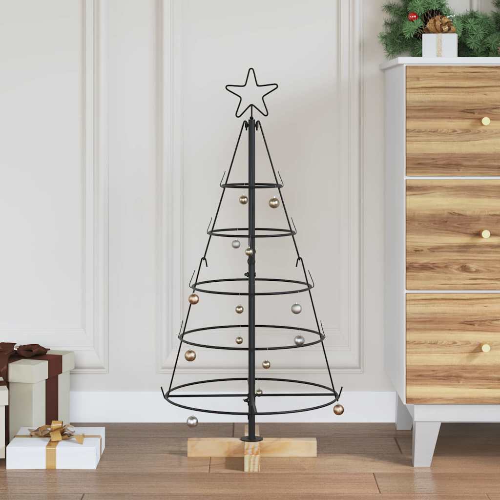 Christmas Cone Tree with Stand Black 90 cm Steel