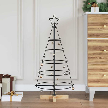 Christmas Cone Tree with Stand Black 90 cm Steel